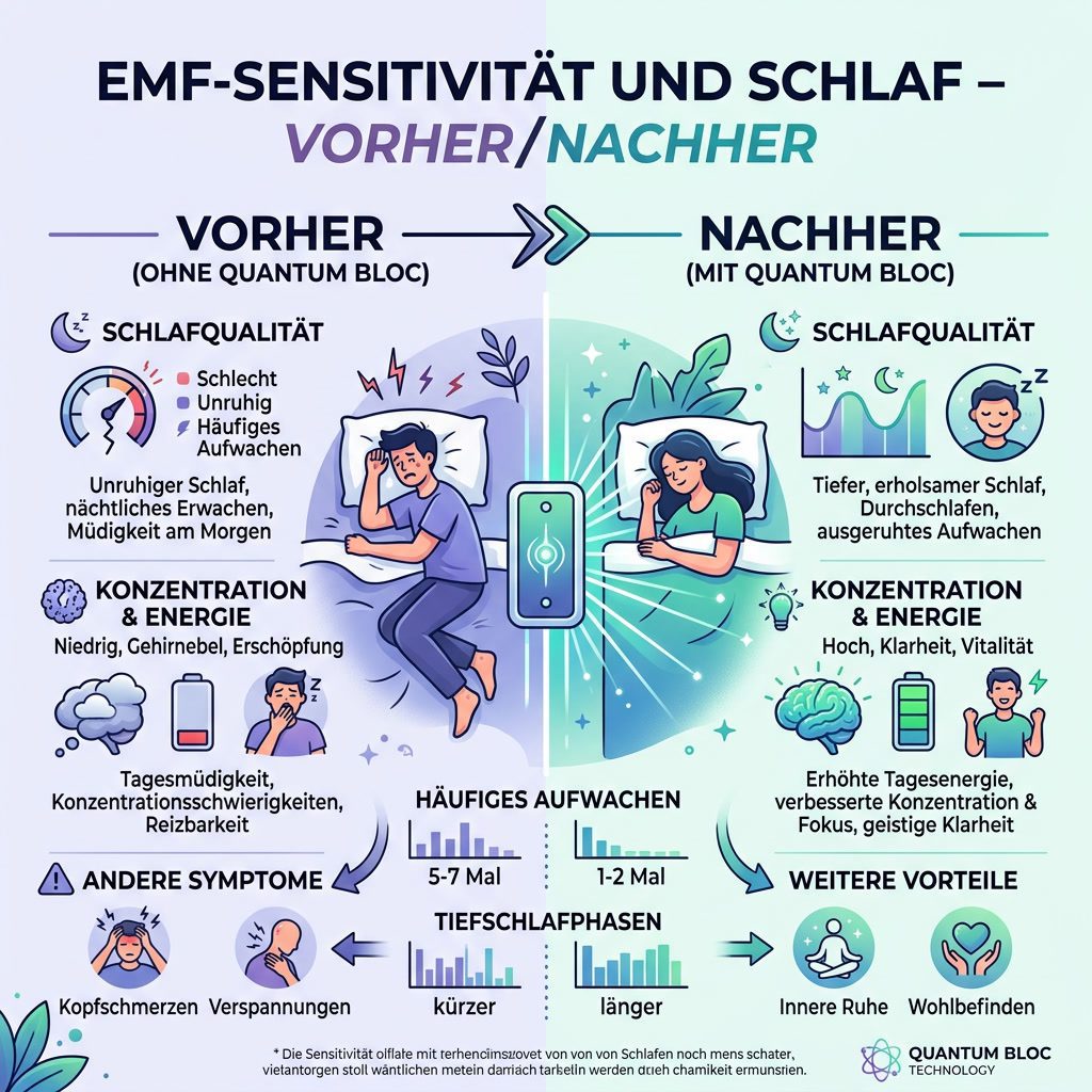 Schlafqualität vor und nach der Nutzung des Leela Q Quantum Bloc